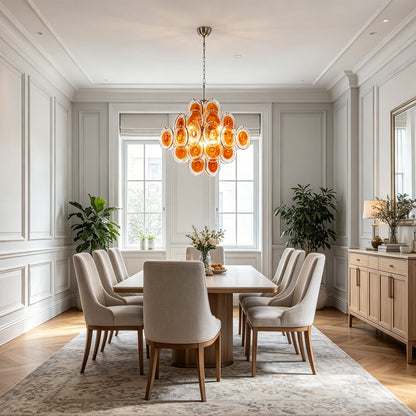 Murano Orange Disk Glass Chandelier