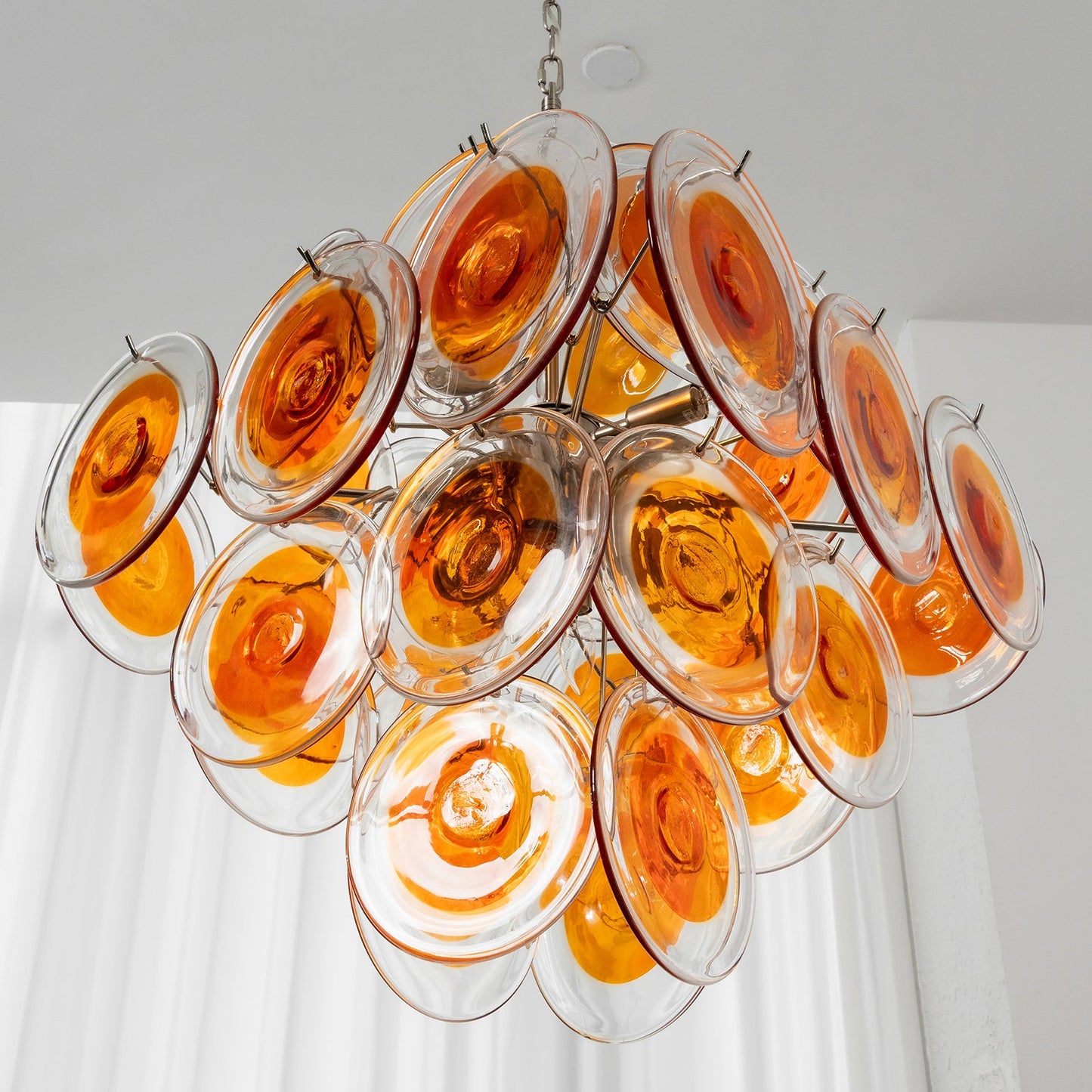 Murano Orange Disk Glass Chandelier