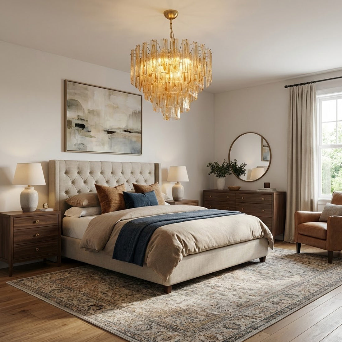 Murano Style Amber Glass Tiered Chandelier