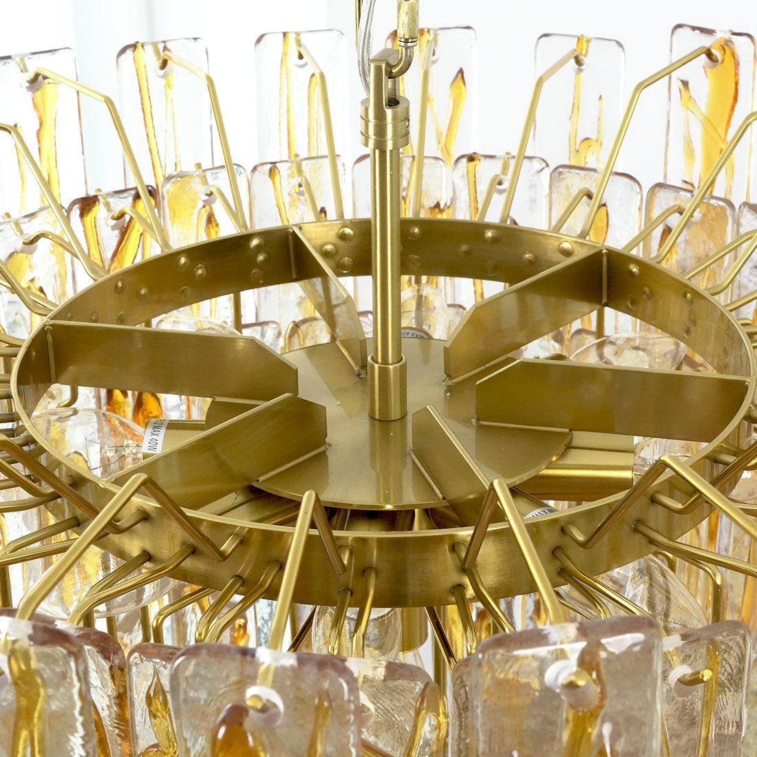 Murano Style Amber Glass Tiered Chandelier