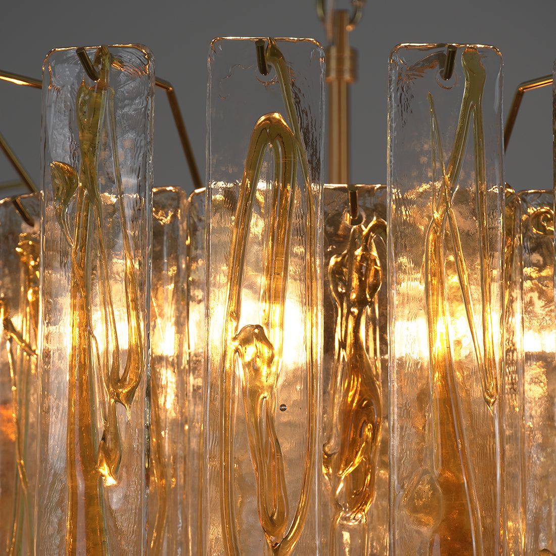 Murano Style Amber Glass Tiered Chandelier
