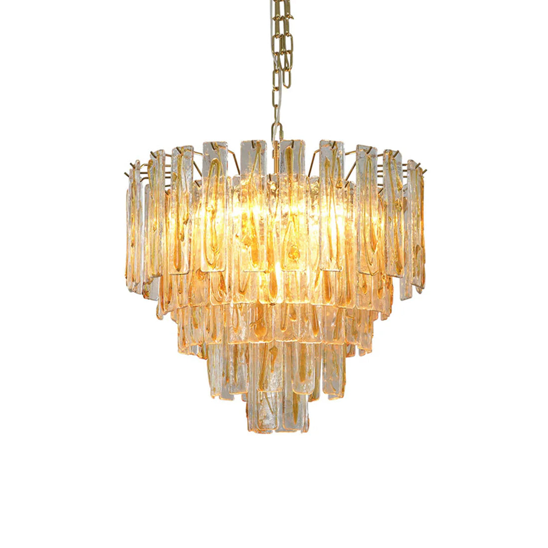 Murano Style Amber Glass Tiered Chandelier