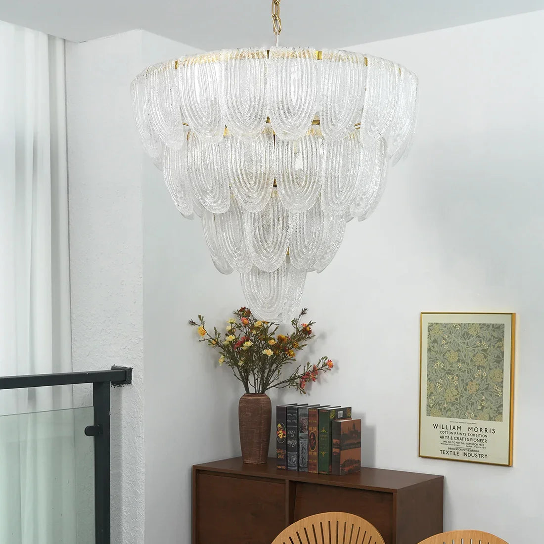 Murano-Style Tiered Glass Chandelier