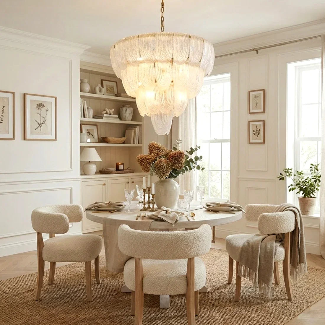 Murano-Style Tiered Glass Chandelier
