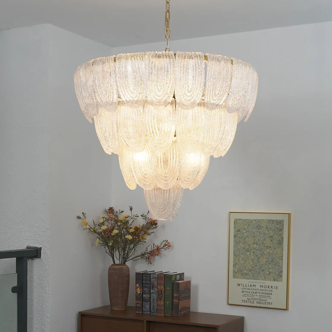 Murano-Style Tiered Glass Chandelier