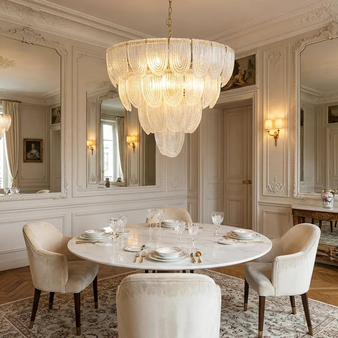 Murano-Style Tiered Glass Chandelier