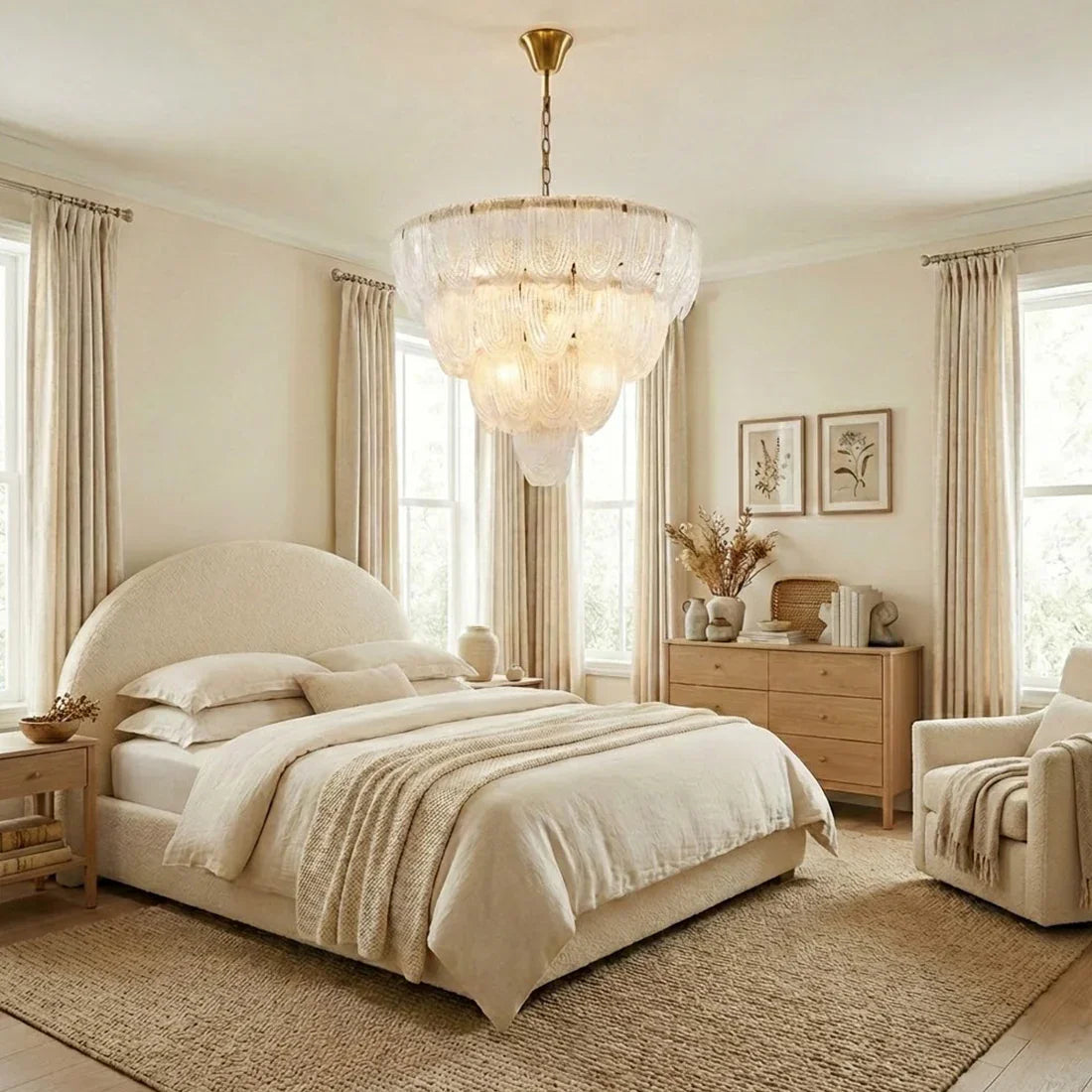 Murano-Style Tiered Glass Chandelier