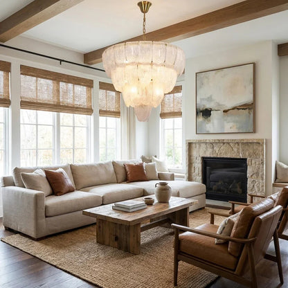Murano-Style Tiered Glass Chandelier