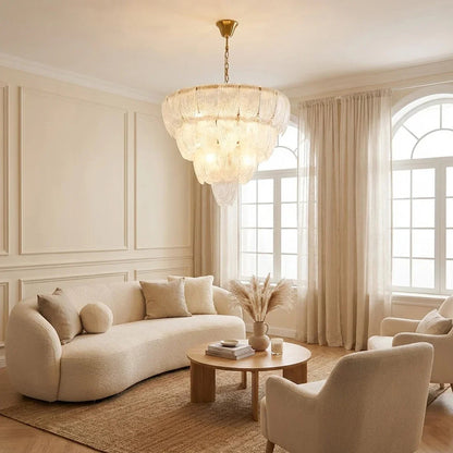 Murano-Style Tiered Glass Chandelier