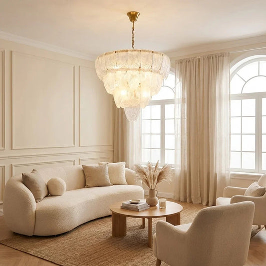 Murano-Style Tiered Glass Chandelier