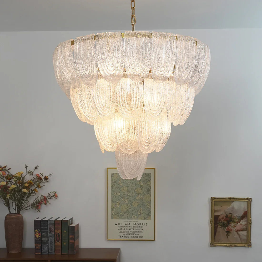 Murano-Style Tiered Glass Chandelier