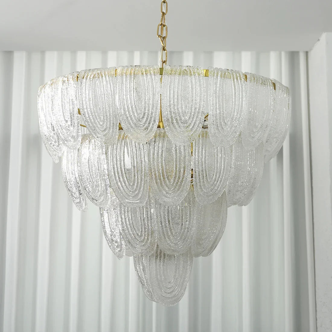 Murano-Style Tiered Glass Chandelier