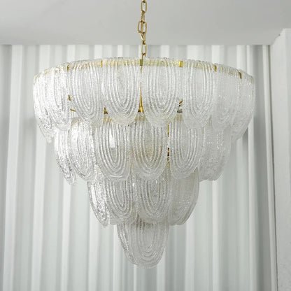 Murano-Style Tiered Glass Chandelier