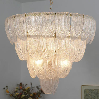 Murano-Style Tiered Glass Chandelier
