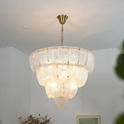Murano-Style Tiered Glass Chandelier