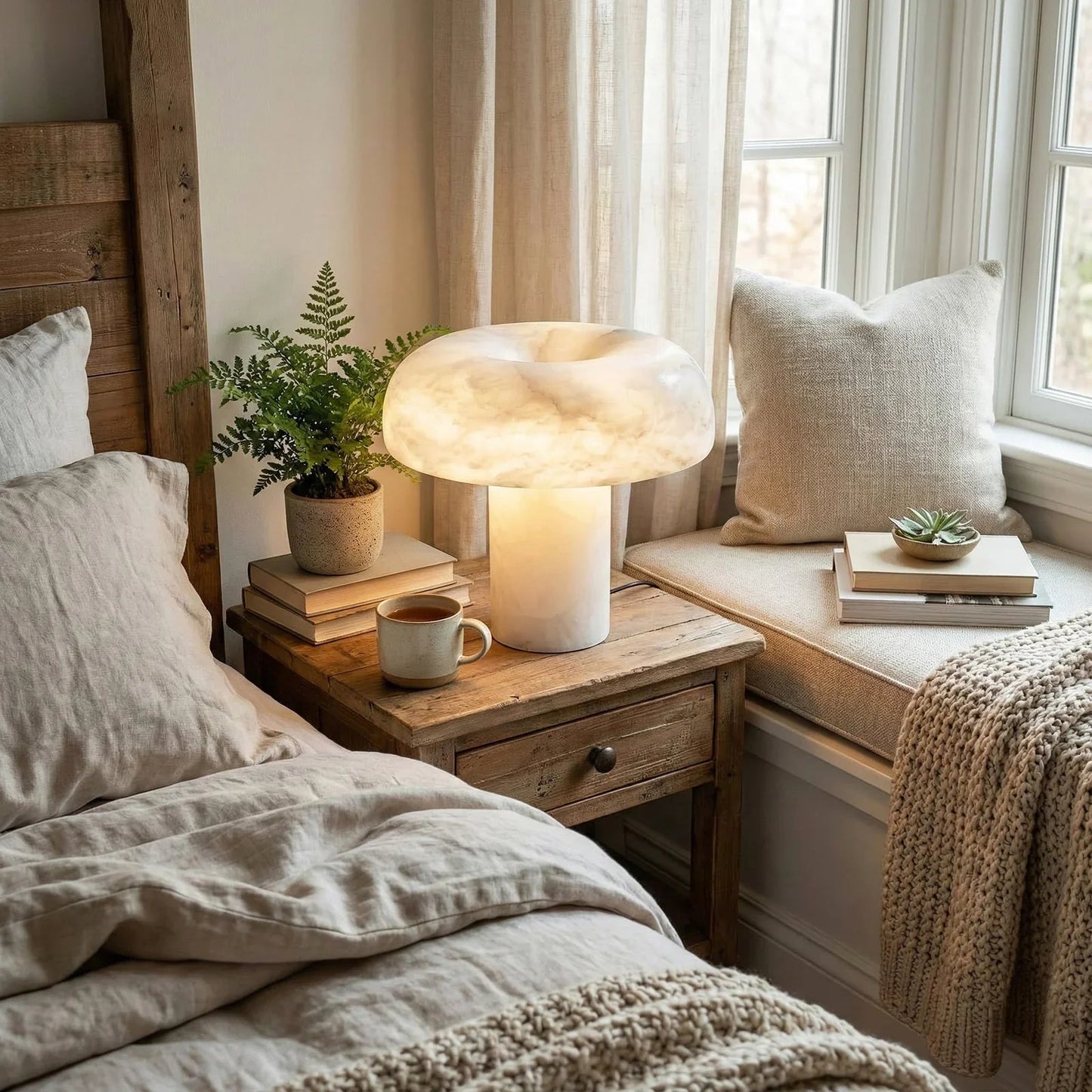 Mushroom Type Alabaster Table Lamp