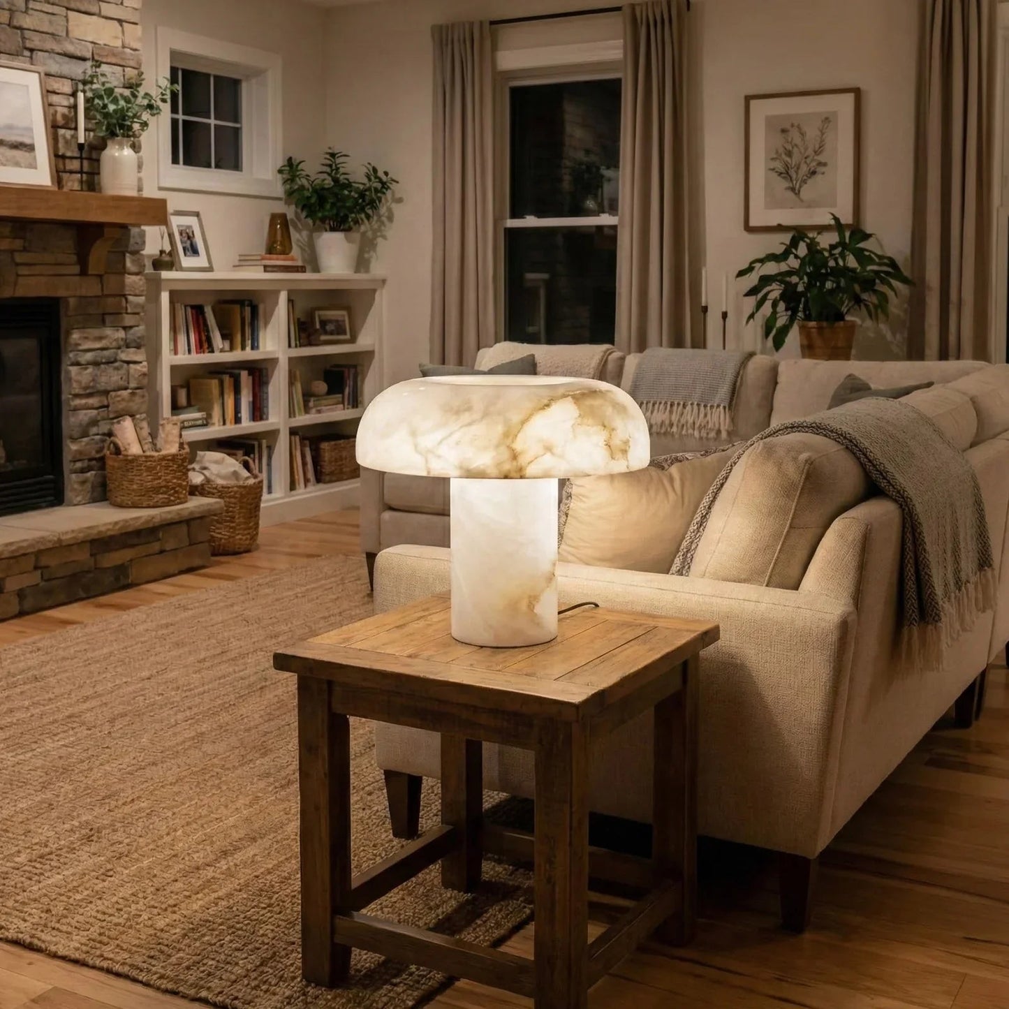 Mushroom Type Alabaster Table Lamp