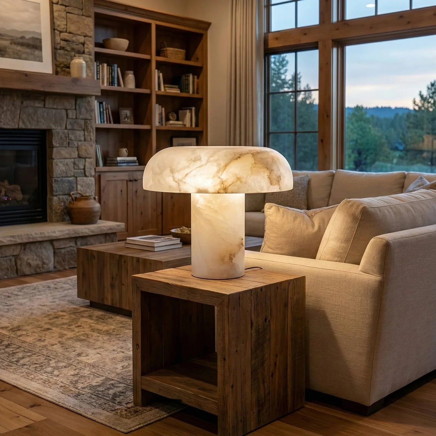 Mushroom Type Alabaster Table Lamp