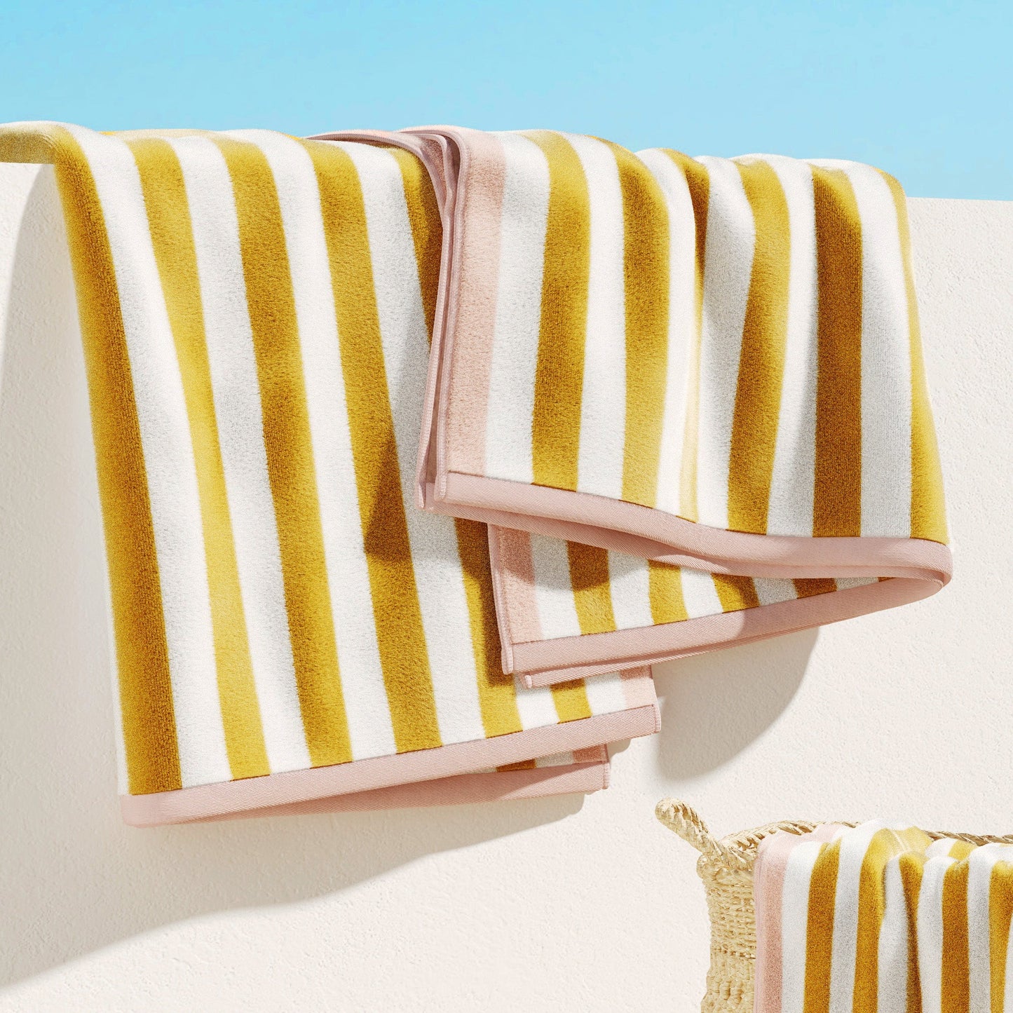 Oversized Striped Border Cabana Beach Towels - Santa Cruz.