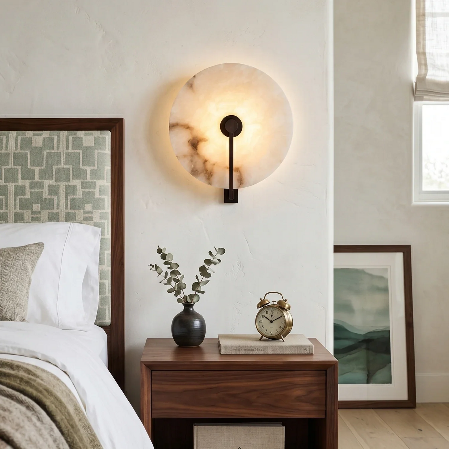Natural Alabaster Disc LED Wall Sconce