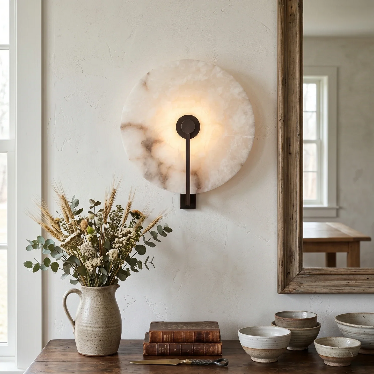 Natural Alabaster Disc LED Wall Sconce