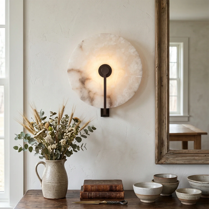 Natural Alabaster Disc LED Wall Sconce