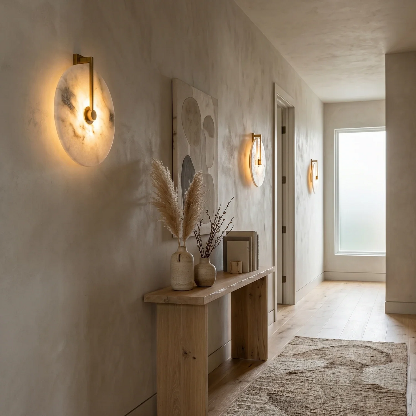 Natural Alabaster Disc LED Wall Sconce