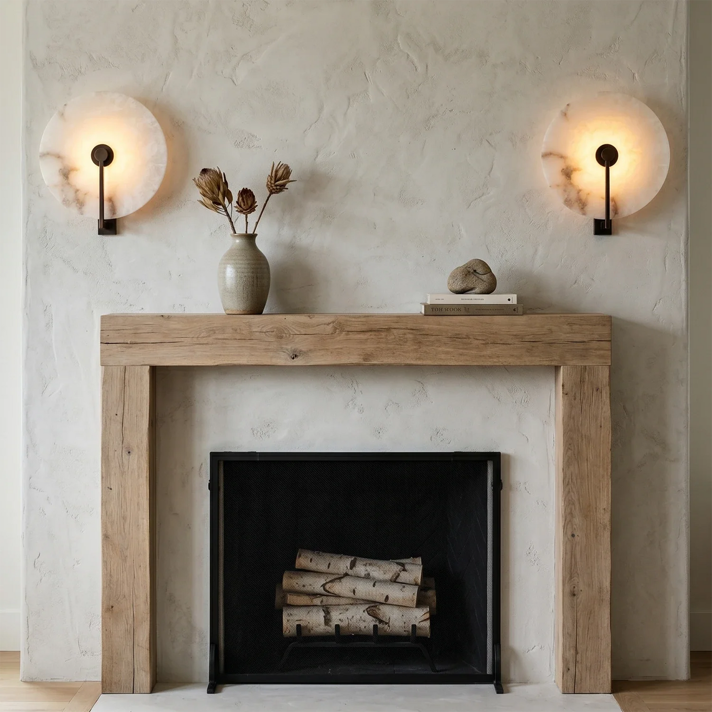 Natural Alabaster Disc LED Wall Sconce