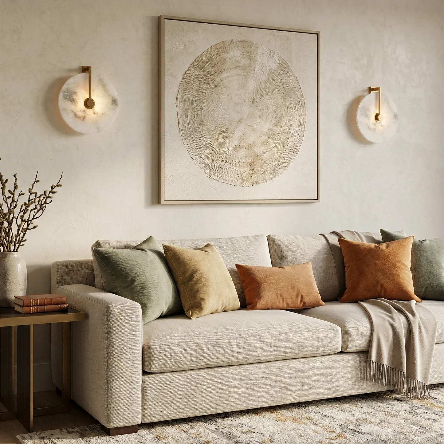Natural Alabaster Disc LED Wall Sconce