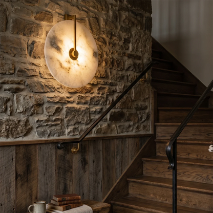 Natural Alabaster Disc LED Wall Sconce