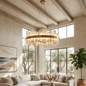 Natural Alabaster Tile Round Chandelier