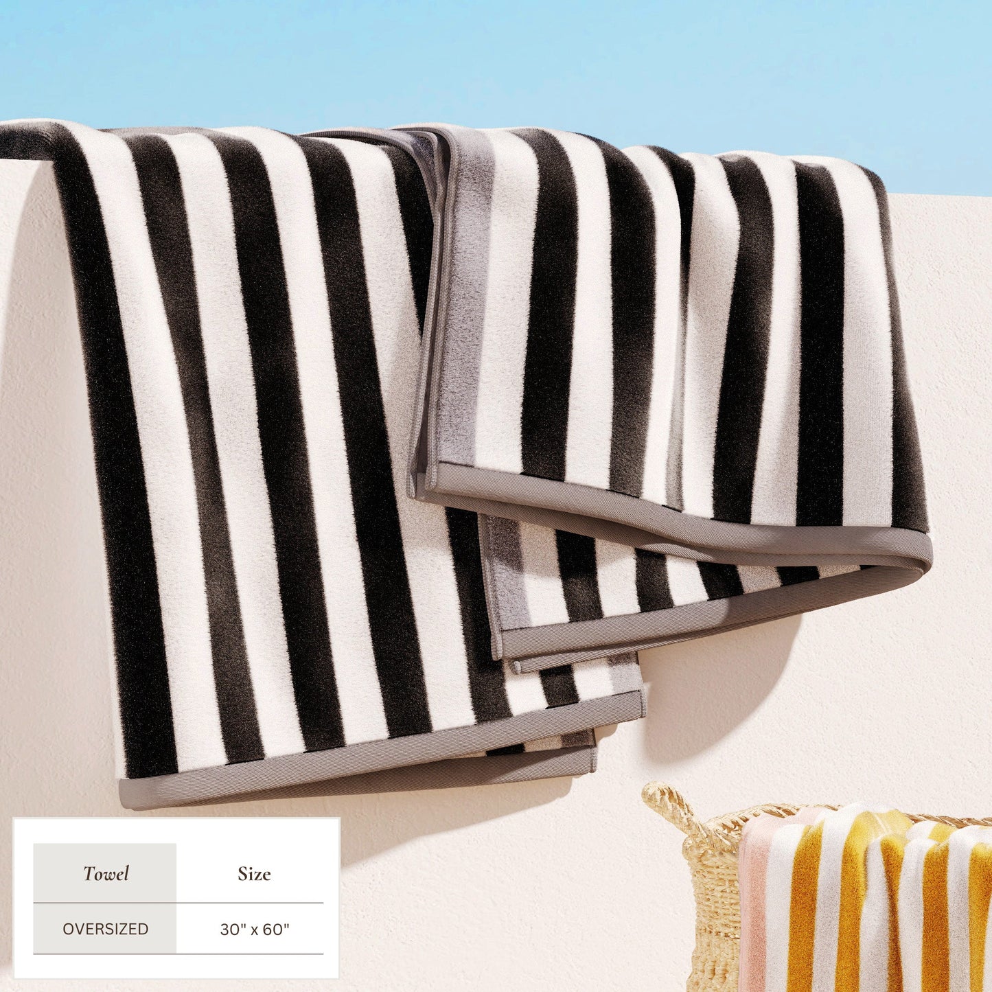 Oversized Striped Border Cabana Beach Towels - Santa Cruz.