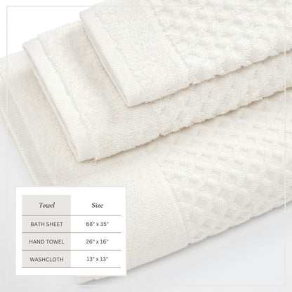 Cotton Diamond Waffle Weave Bath Towel Set - Grayson Collection