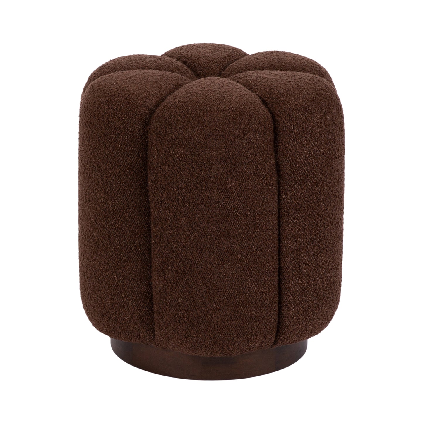 Lucida Round Tufted Ottoman Fabric and Wood
