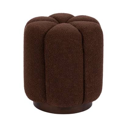 Lucida Round Tufted Ottoman Fabric and Wood