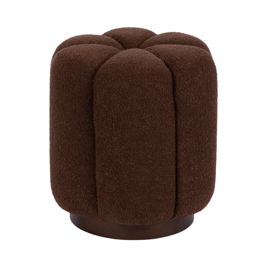 Lucida Round Tufted Ottoman Fabric and Wood