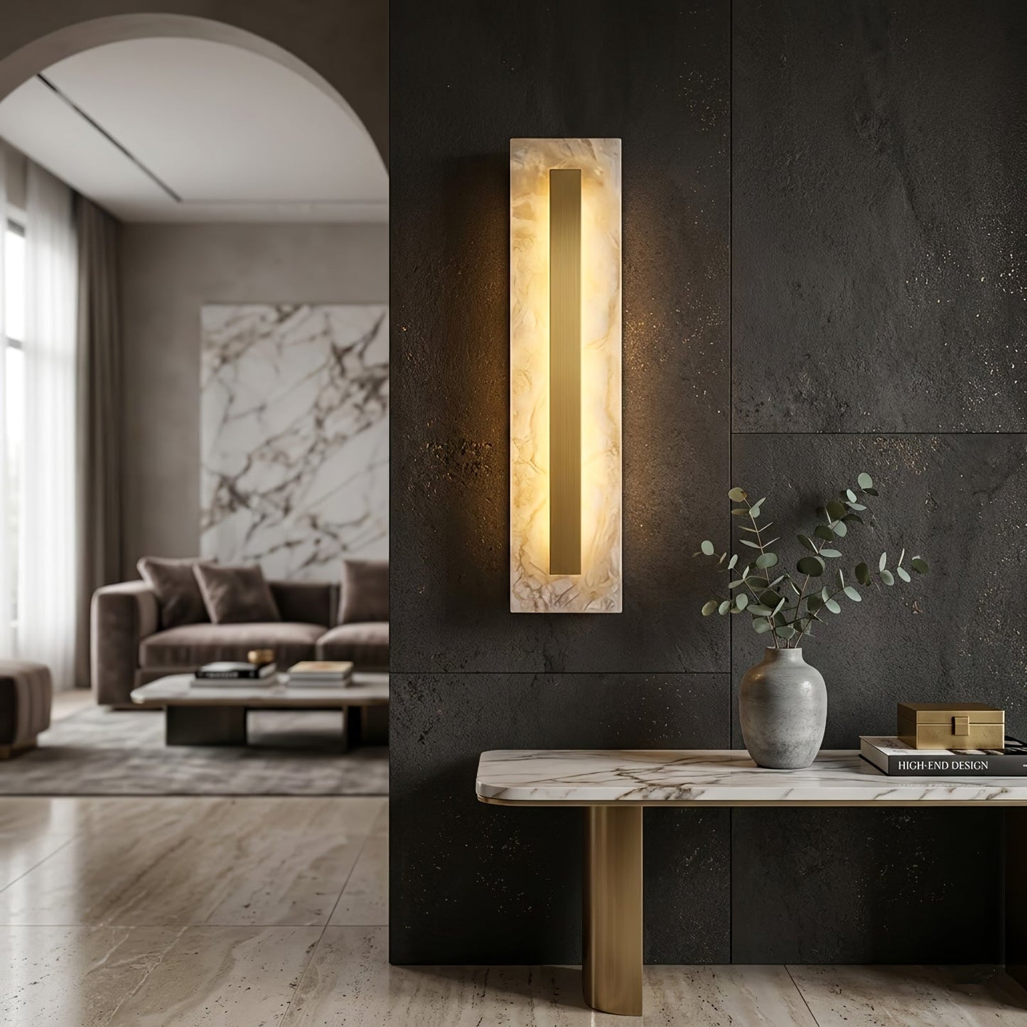 Oblong & Rectangular Alabaster Wall Sconces