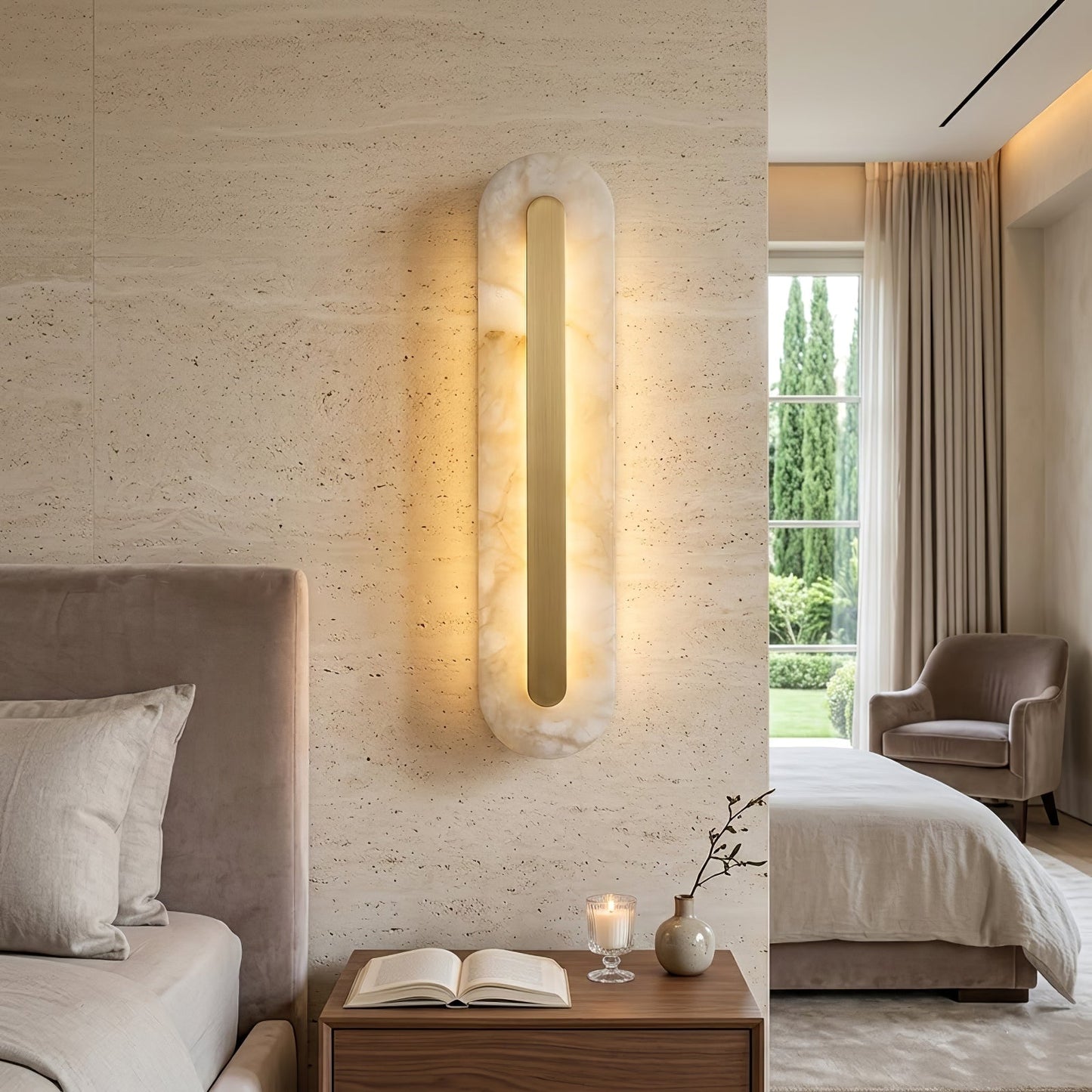 Oblong & Rectangular Alabaster Wall Sconces
