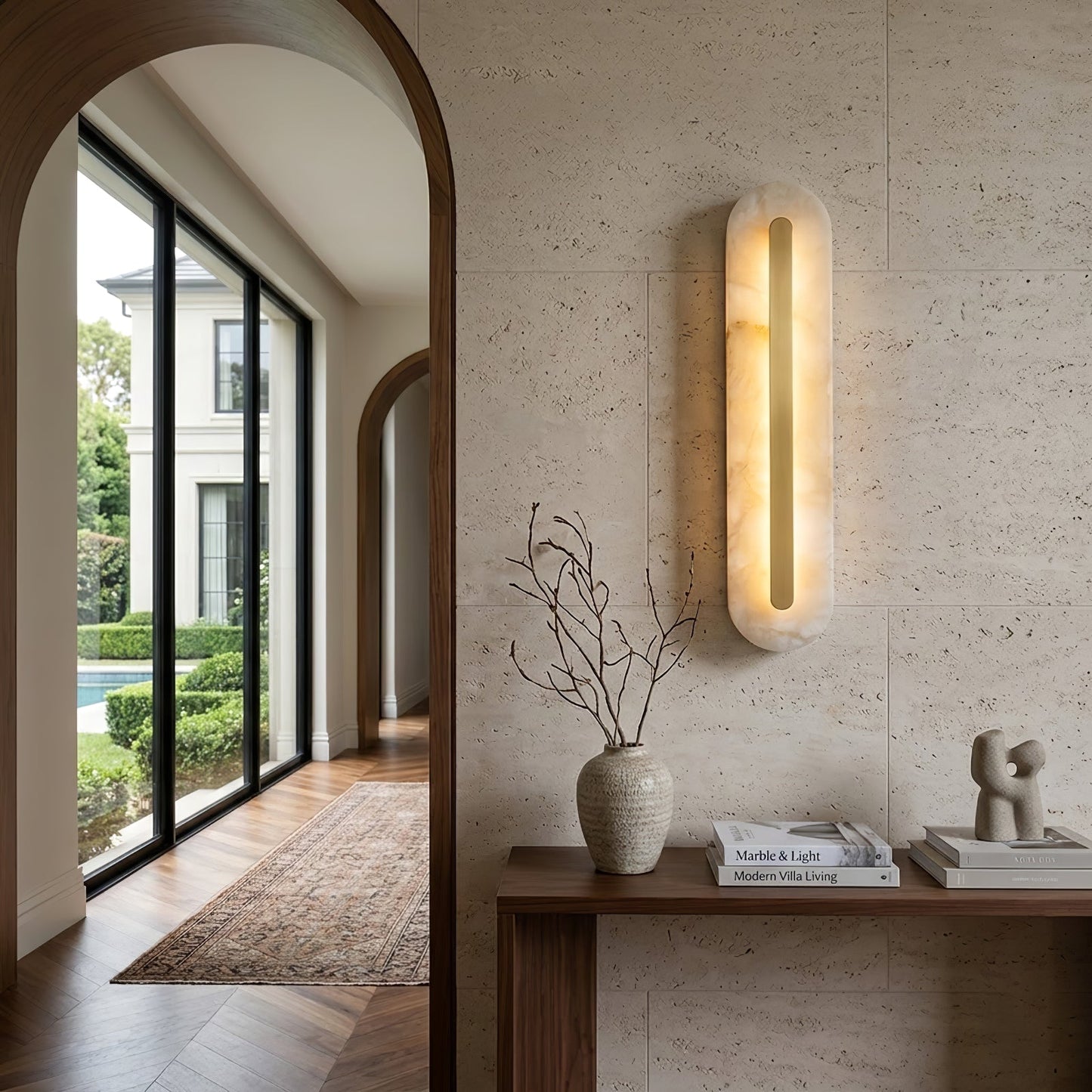 Oblong & Rectangular Alabaster Wall Sconces