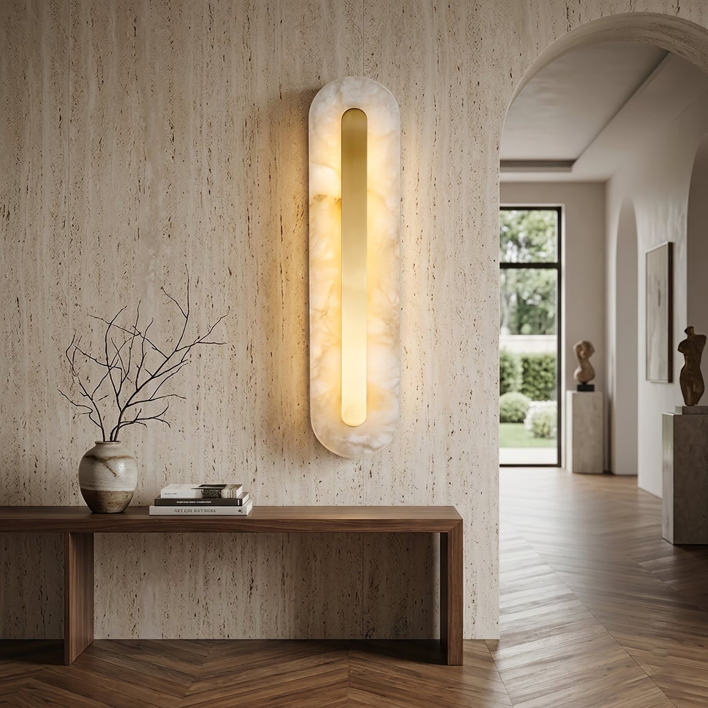 Oblong & Rectangular Alabaster Wall Sconces