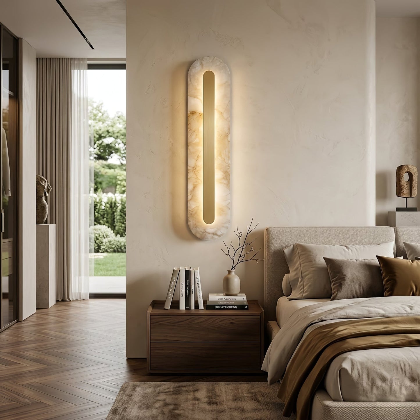 Oblong & Rectangular Alabaster Wall Sconces