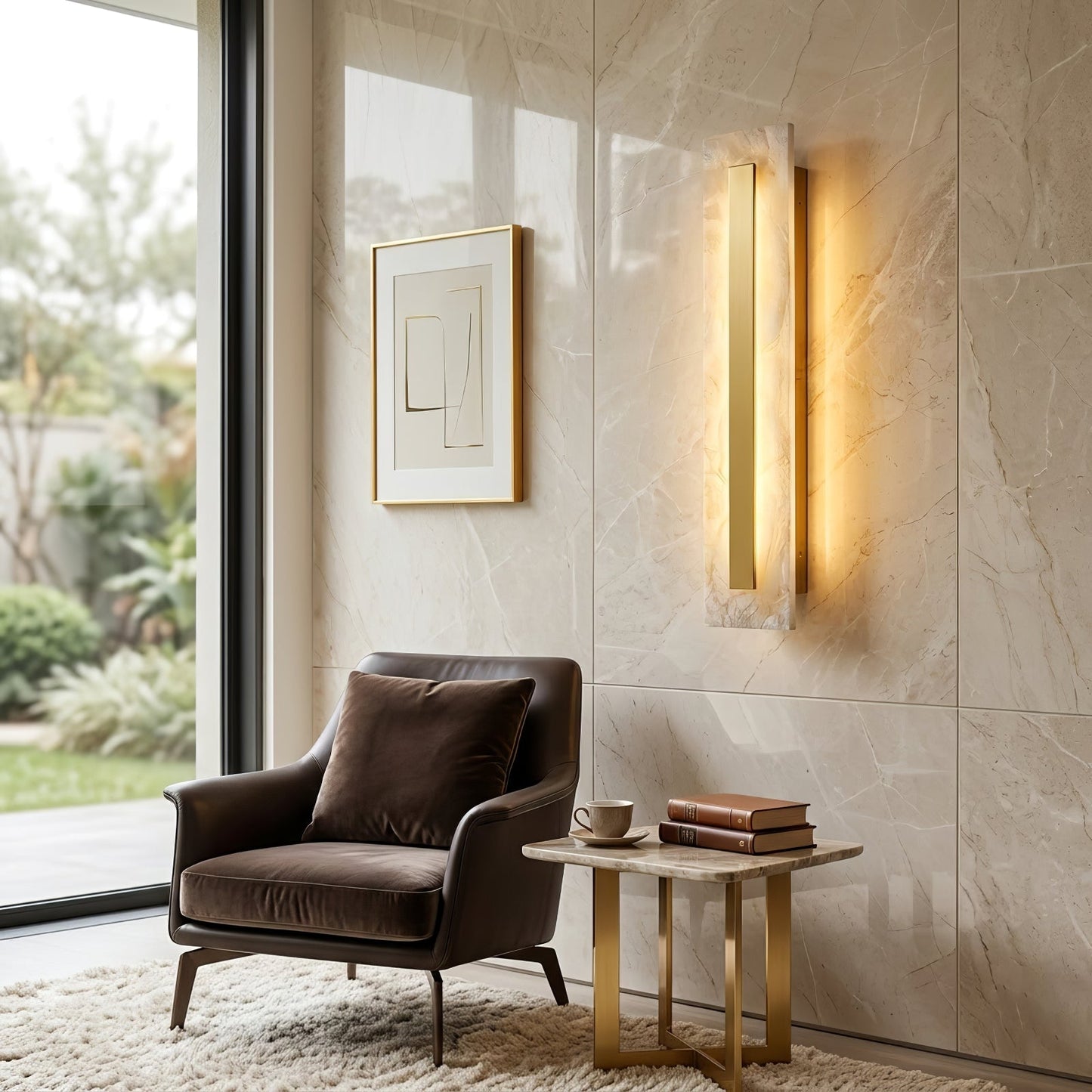 Oblong & Rectangular Alabaster Wall Sconces