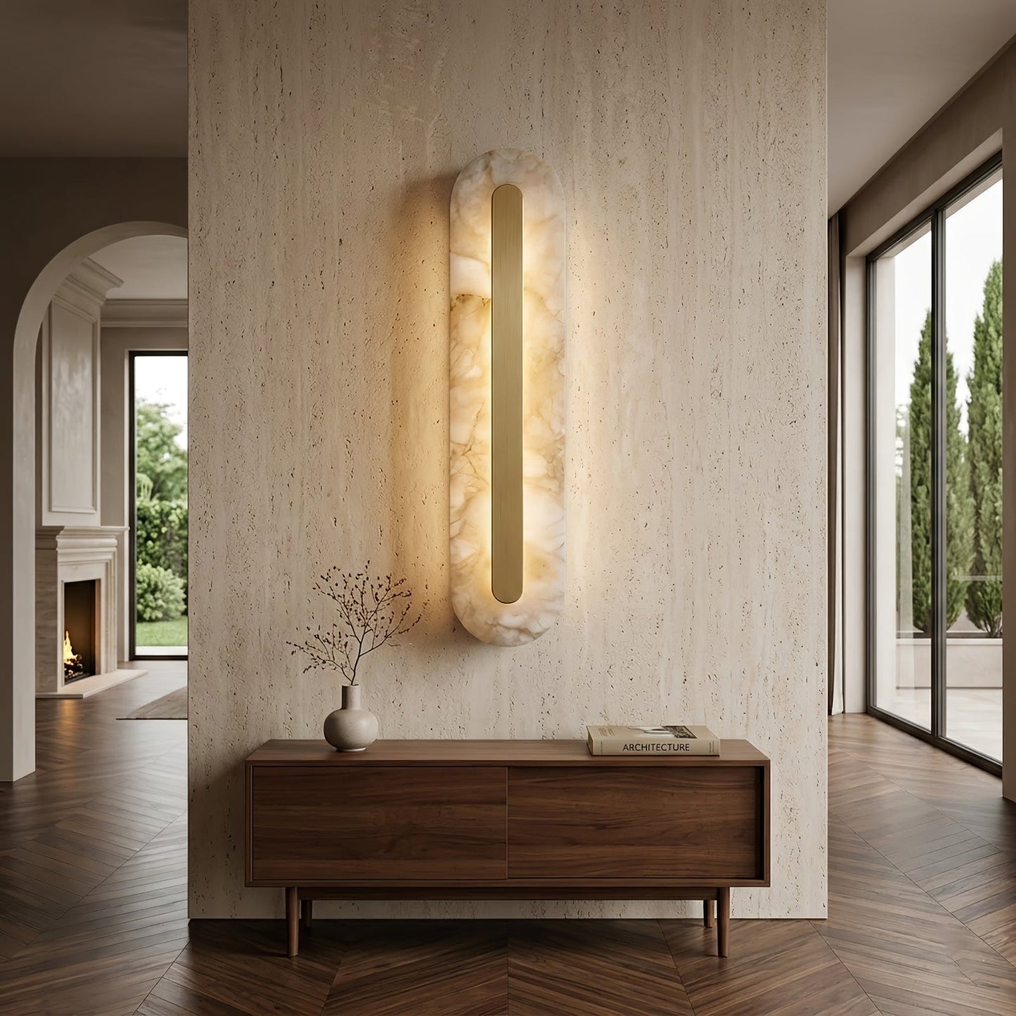 Oblong & Rectangular Alabaster Wall Sconces