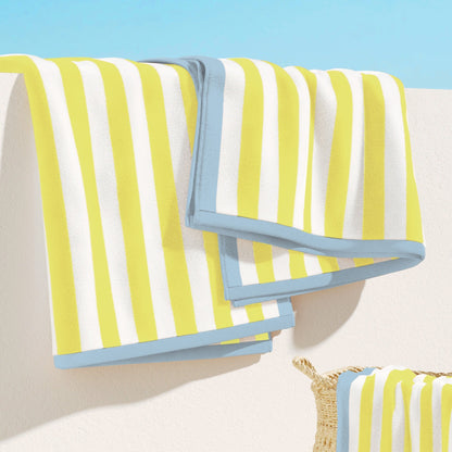 Oversized Striped Border Cabana Beach Towels - Santa Cruz.