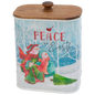Snowman Canister with Wooden Lid -