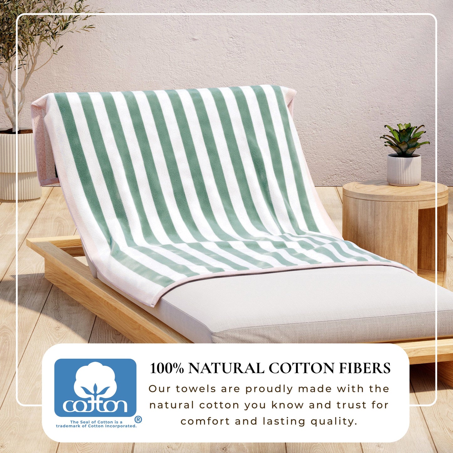 Oversized Striped Border Cabana Beach Towels - Santa Cruz.