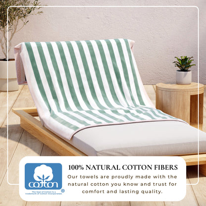 Oversized Striped Border Cabana Beach Towels - Santa Cruz.