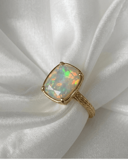 Sterling Silver Elongated Cushion Opal Cocktail Ring