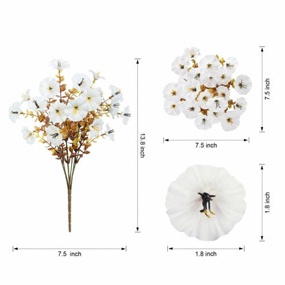HyeFlora Fake Mums Artificial Fall Flowers 12 Bundles White Silk Morning Glory