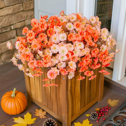 HyeFlora Artificial Mums Fall Flowers 12 Bundles Silk Morning Glory Mix 15in